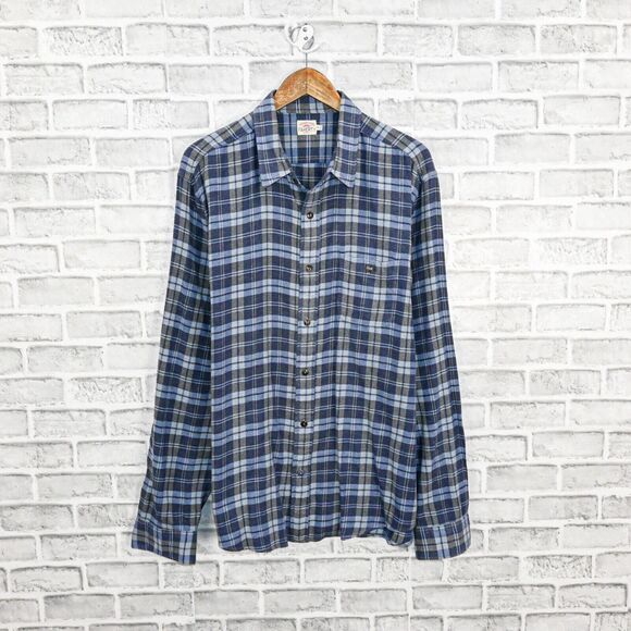 Faherty Brand Men's Button up Flannel Shirt Blue Grey Plaid cotton size 2XL - Picture 1 of 6